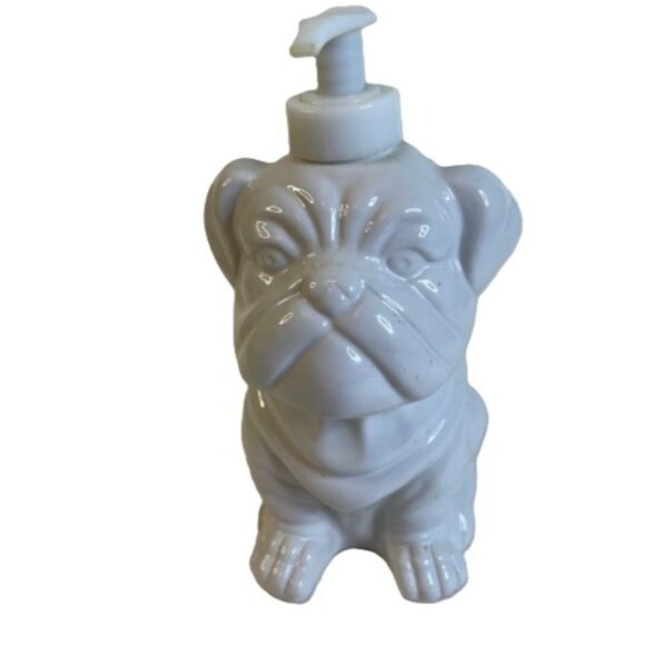 Pug Dog Soap Lotion Dispenser White Ceramic 7.5" - Picture 2 of 7